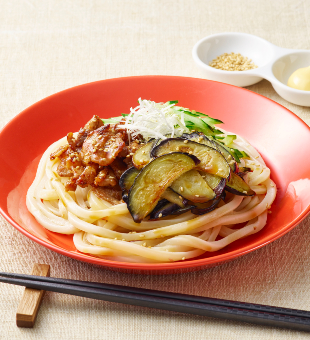 焼きなすと豚こまみその冷やしうどん うどんレシピ 冷凍食品ならテーブルマーク