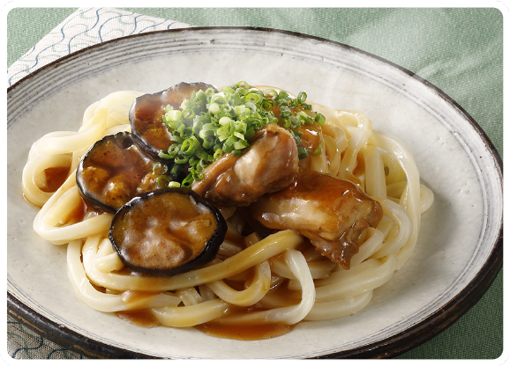 鶏となすのあんかけうどん