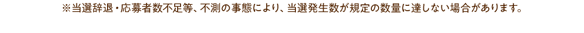 ※ 当選辞退・応募者数不足等、不測の事態により、当選発生数が規定の数量に達しない場合があります。