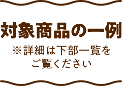 対象商品の一例　※詳細は下記一覧をご覧ください